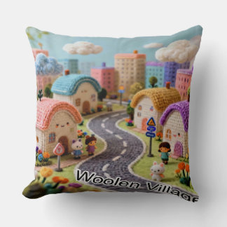 Woolen Village  Throw Pillow