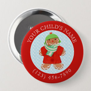 WOOLIE GINGERBRAD Child ID Button - Red