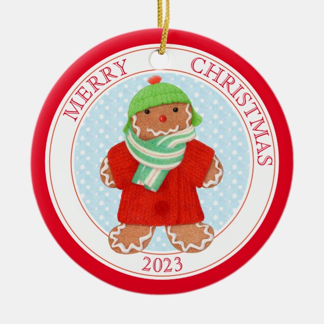 WOOLIE GINGERBREAD 2023 Ceramic Circle Ornament (Front)