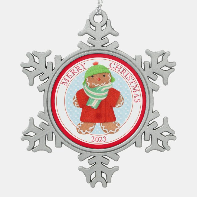 WOOLIE GINGERBREAD 2023 Pewter Snowflake Ornament (Front)