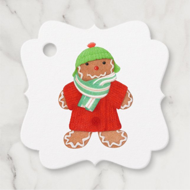 WOOLIE GINGERBREAD Fancy Square Gift Tags  (Front)