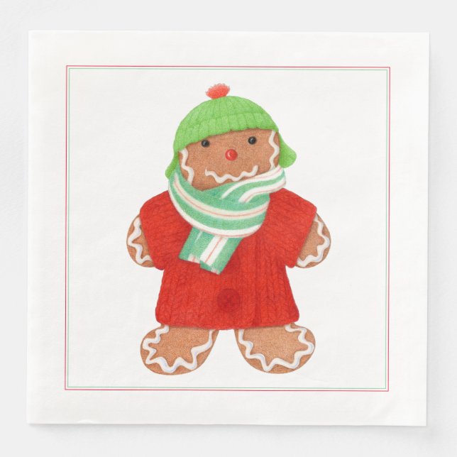 WOOLIE GINGERBREAD Standard Dinner Paper Napkins (Front)