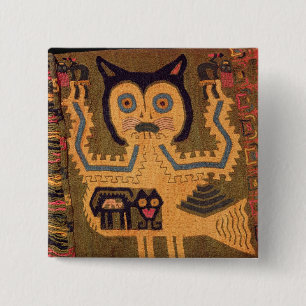 Woollen figure of a jaguar, Paracas Culture 2 Inch Square Button