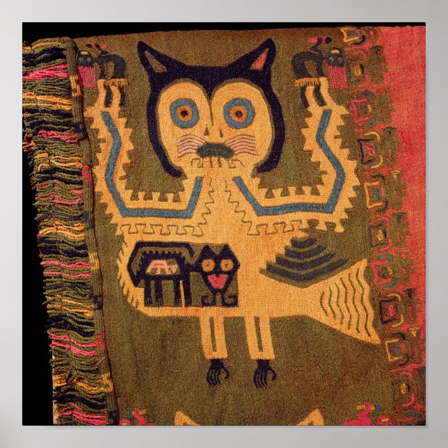 Woollen figure of a jaguar, Paracas Culture Poster (Front)