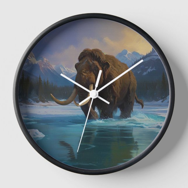 Woolly Mammoth and Rocky Mountains Clock (Front)
