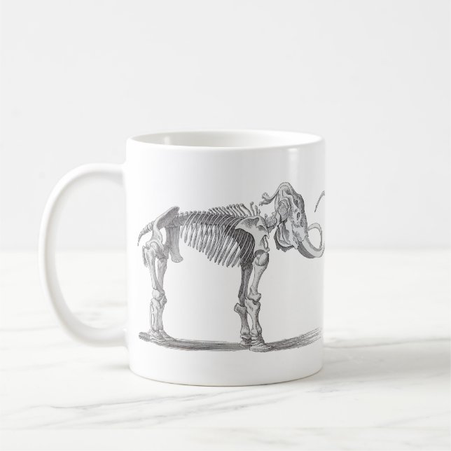 Woolly Mammoth and Skeleton Vintage Evolution Coffee Mug (Left)