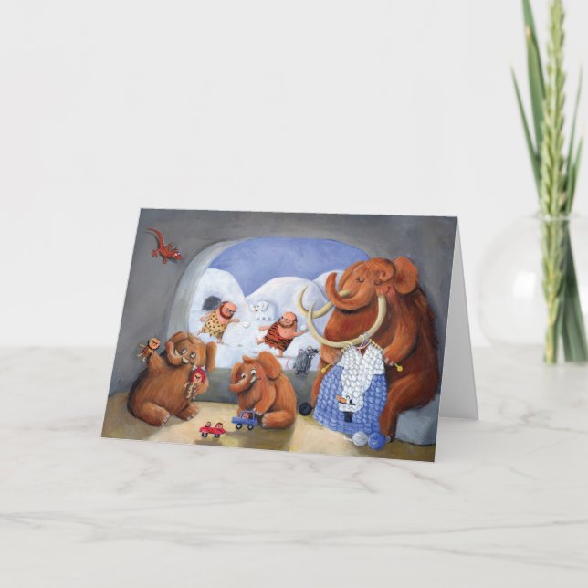 Woolly Mammoth Family in Ice Age Card (Front)