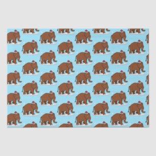 Woolly Mammoth in a Santa Hat at Christmas Tissue Paper