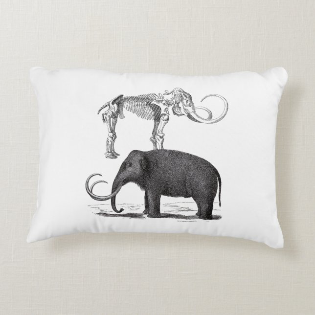 Woolly Mammoth Pre-Historic Elephant and Skeleton Accent Pillow (Back)
