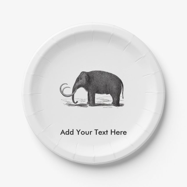 Woolly Mammoth Prehistoric Elephant Paper Plate (Front)