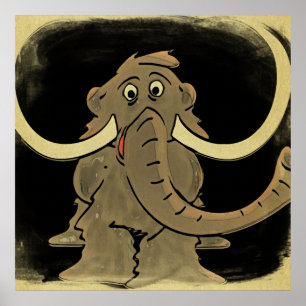Woolly Mammoth Vintage Looking Poster