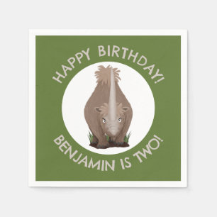 woolly rhino elasmotherium personalized birthday napkin