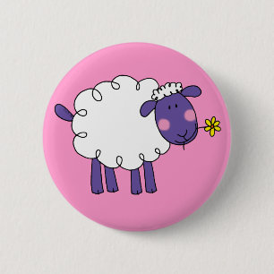 Woolly sheep 2 inch round button