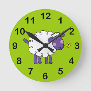 Woolly sheep round clock