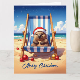 Woolly Wombat Santa hat Merry Christmas Card