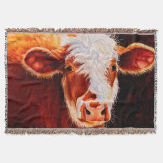 Wooly Bully - Hairy Hereford Calf Cow Throw Blanket