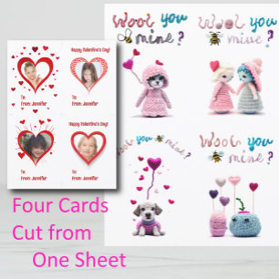 Wooly Critters Valentine's Day Quad-Card Holiday C