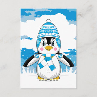 Wooly Hat Penguin RSVP Card