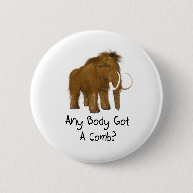Wooly Mammoth 2 Inch Round Button (Front)