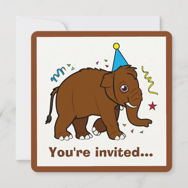 Wooly Mammoth Birthday Invitation (Front)