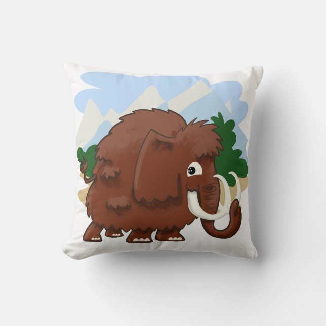 Wooly Mammoth Throw Pillow (Front)