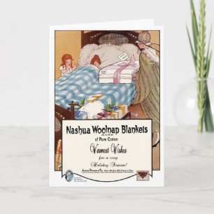 "WOOLY WINTER WISHES" VINTAGE HOLIDAY AD GREETING CARD