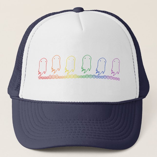 Wooo Rainbow Ghosts Trucker Hat (Front)