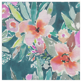 WOOT Colourful Tropical Floral Watercolor Fabric