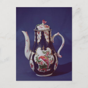 Worcester coffee pot, decorated with birds postcard