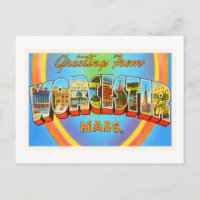 Worcester Massachusetts MA Vintage Travel Souvenir