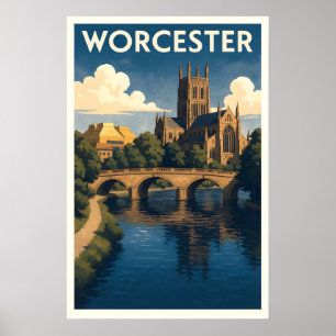 Worcester UK Travel Poster – Vintage Style Wall