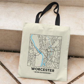 Worcester, Worcestershire City Map Tote Bag