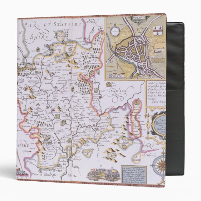 Worchestershire, engraved by Jodocus Hondius Binder (Front/Inside)
