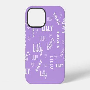 Word Art Cloud Pastel Purple Lilac Custom Name iPhone 12 Case