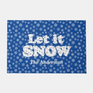 Word Art - Let it Snow with Snowy Background  Doormat
