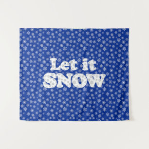 Word Art - Let it Snow with Snowy Background Tapestry