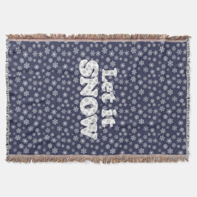 Word Art - Let it Snow with Snowy Background Throw Blanket (Front)
