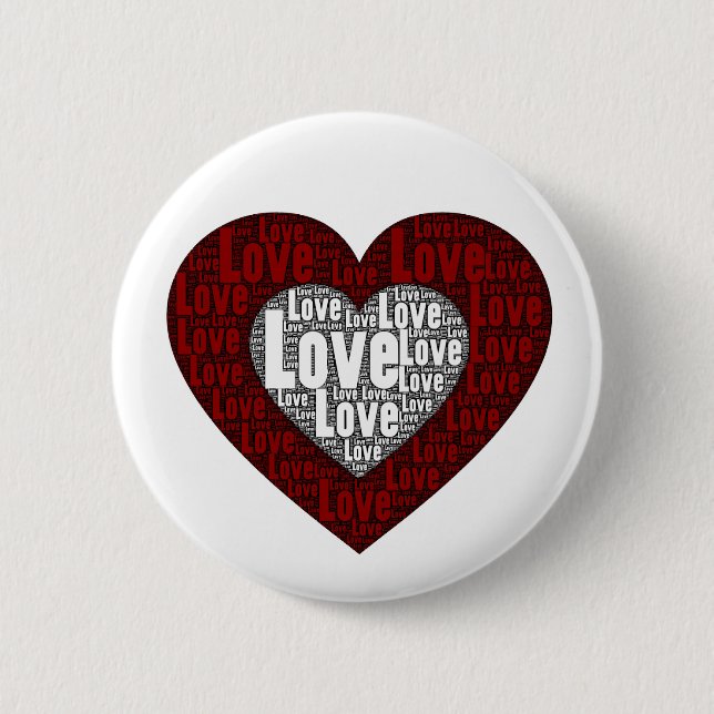 Word Art: Love in a Double Heart 2 Inch Round Button (Front)