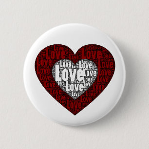 Word Art: Love in a Double Heart 2 Inch Round Button