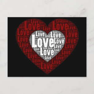 Word Art: Love in a Double Heart Postcard