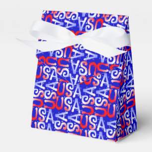 Word Art USA Text,Blue-PARTY FAVOR BOX, tent Box