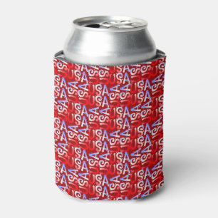 Word Art USA Text,Red-DRINK CAN COOLER