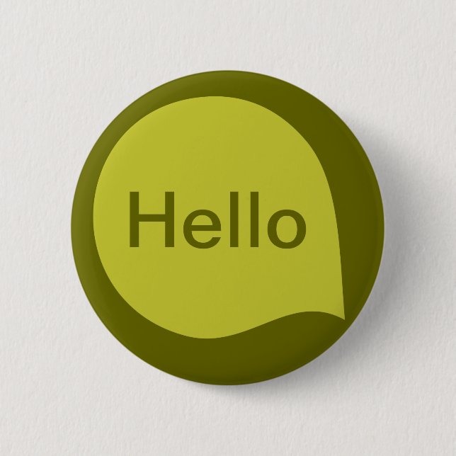 Word Bubble - Banana Yellow on Deep Olive 2 Inch Round Button (Front)