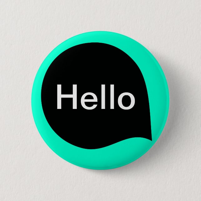Word Bubble - Black on Turquoise 2 Inch Round Button (Front)