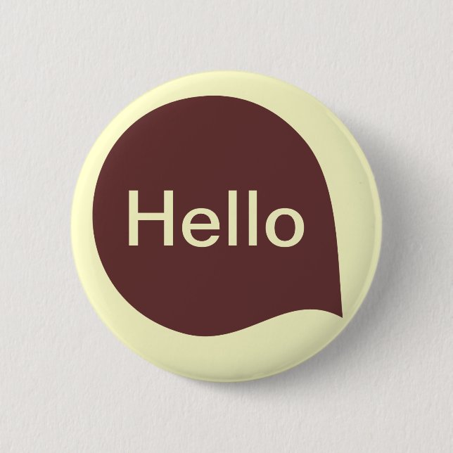 Word Bubble - Dark Brown on Pale Yellow 2 Inch Round Button (Front)