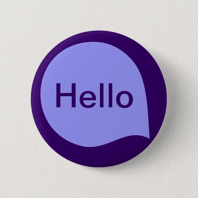 Word Bubble - Pastel Blue on Deep Purple 2 Inch Round Button (Front)