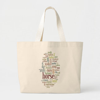 Word Cloud Art Horse Love Verticle Large Tote Bag