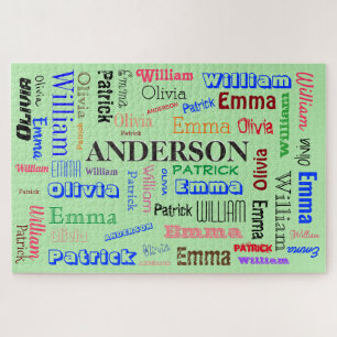Word Cloud Personalized Family Name Custom Jigsaw Puzzle