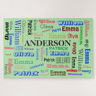 Word Cloud Personalized Family Name Custom Jigsaw Puzzle