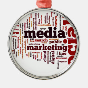 word-cloud Social Media Text Metal Ornament